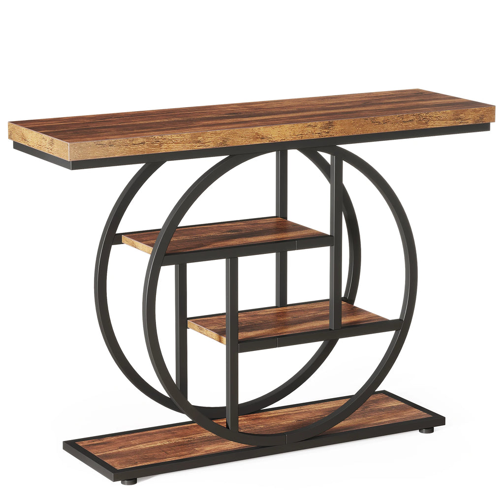 Industrial Entryway Console Mesa para Sala de Estar, Foyer Corredor Mesa para Entrada, 4-Tier Mesa, 41,3"