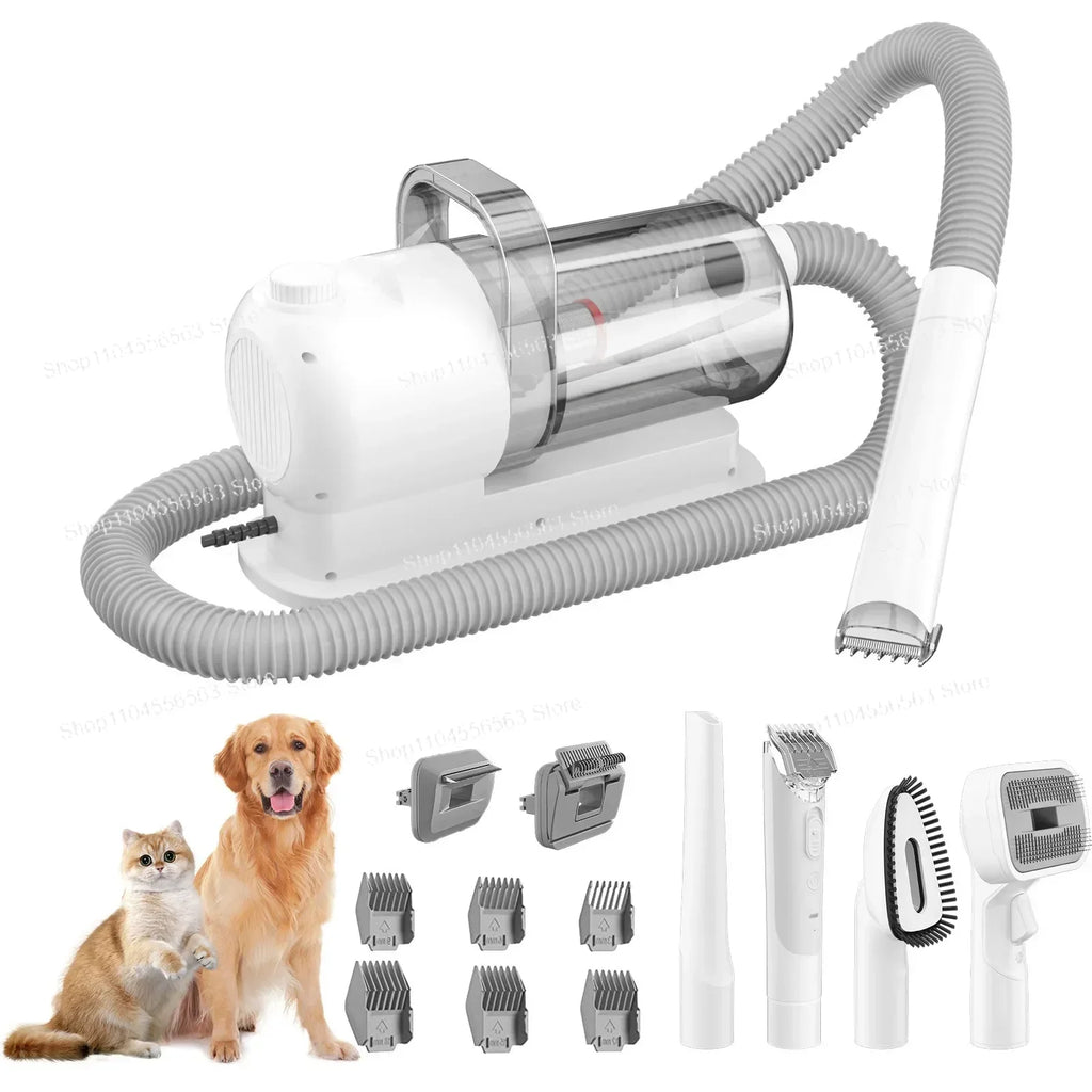 Kit de preparação para animais de estimação 6 em 1 com sucção a vácuo, máquina de cortar cabelo para cães e gatos de cabelos longos/curtos