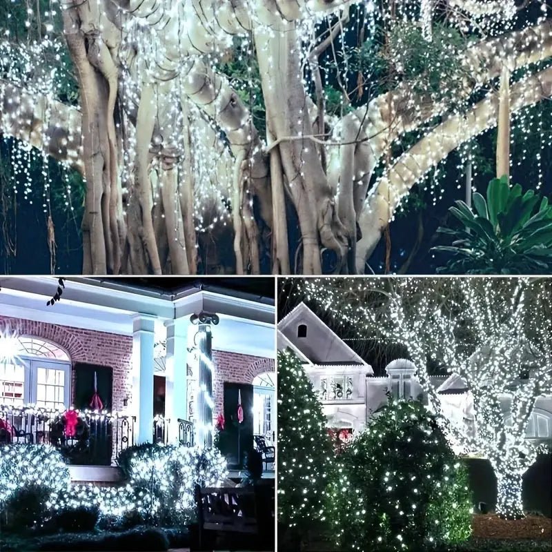 Luzes de Natal à Prova d'Água com 8 Modos, Luzes de Fada em Cordão, LED Alimentado por Energia Solar para Decoração de Árvore, Pátio, Quintal e Jardim Externo