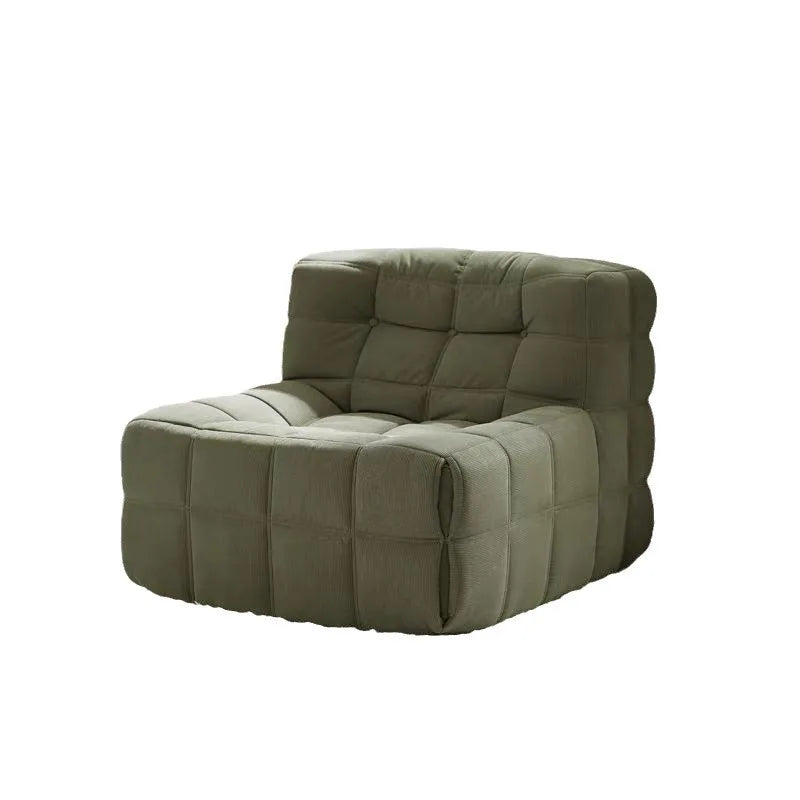 Sofá Preguiçoso Sem Estrutura de Tecido Waffle Compressível, Chaise Longue Individual Tipo Puff para Sala de Estar e Quarto