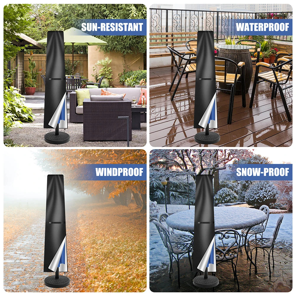 210d capa de guarda-sol reta à prova dwaterproof água capa protetora com zip à prova de intempéries uv-anti vento jardim guarda-chuva capa