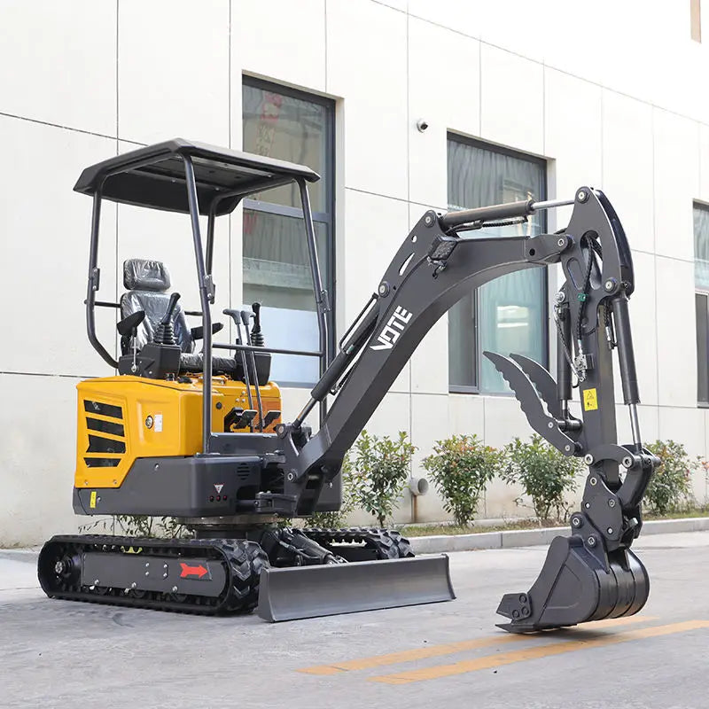 Mini Escavadeira de Cabine Fechada de 2 Toneladas, Escavadeira Hidráulica de Esteiras CE Euro5 com Acessórios para Agricultura, Jardinagem e Paisagismo