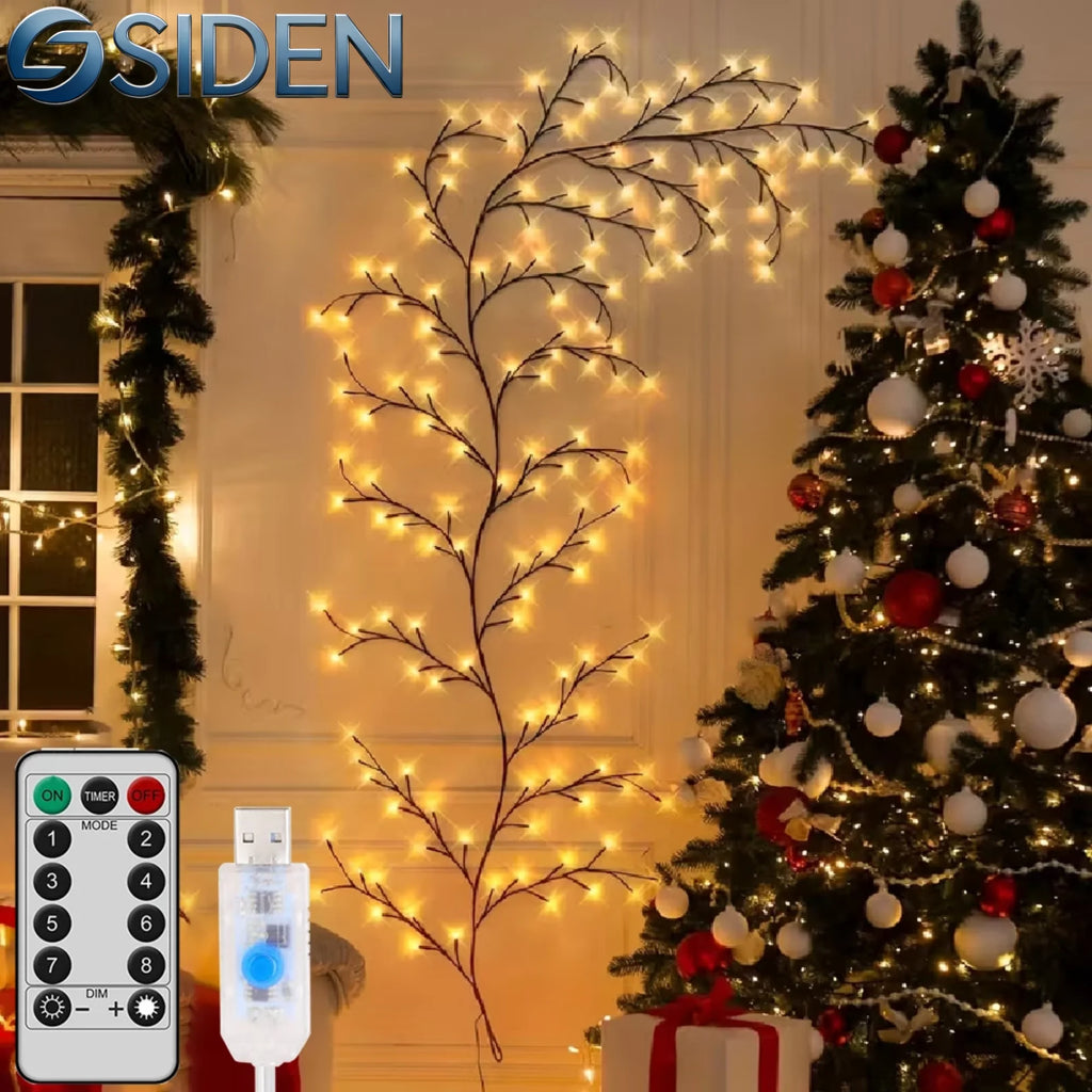 Lâmpada de Ramo de Árvore com 96 LEDs, Decoração de Parede para Quarto, Luz de Faixa em Forma de Galho de Salgueiro, 8 Modos de Iluminação, Luz de Ambiente DIY, Iluminação para Casa