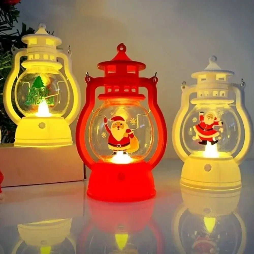 Lanterna de Natal com Luzes LED, Decoração Portátil do Papai Noel, Lâmpada a Óleo, Ornamentos de Mesa, Luz de Cavalo Brilhante, Presentes de Natal