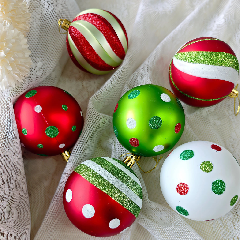 Conjunto de enfeites de bolas de Natal, verde e vermelho, para pendurar na árvore de Natal, ideal para festas de Ano Novo e como presente.