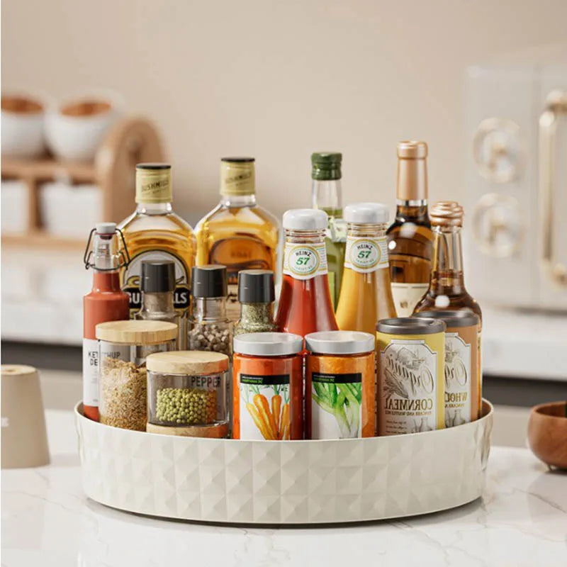Organizador giratório de rack de especiarias para cozinha, armazenamento de cosméticos, solução conveniente e que economiza espaço para apartamentos e dormitórios universitários