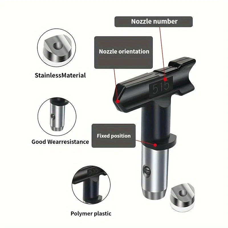 Bicos de Pulverização Airless 109/213/315/417/521 com Vedações, Bicos Reversíveis de Aço de Tungstênio para Pulverizador de Tinta para Pintura de Parede