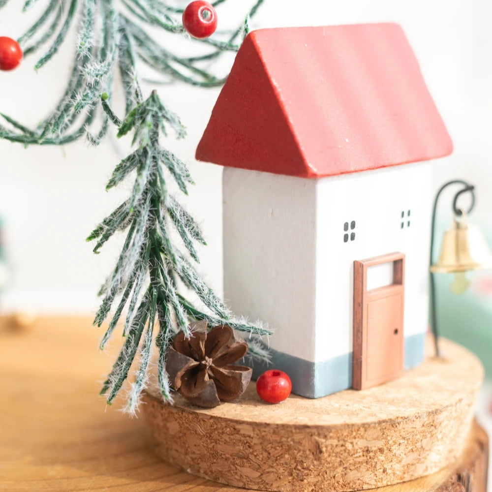 Casas e Acessórios Colecionáveis de Natal: Enfeites de Figuras, Cenas de Mesa de Casa de Madeira de Inverno, Decoração de Mesa para Feriados e Casa