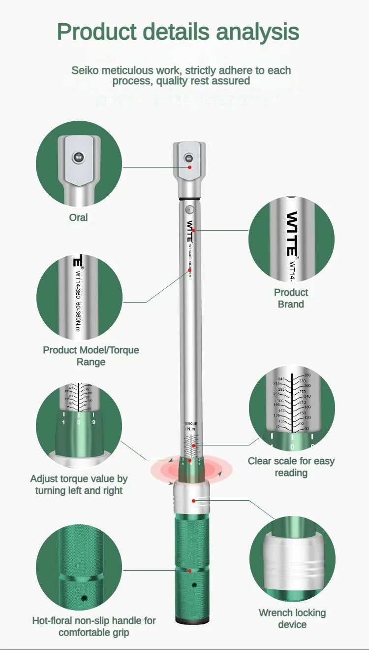 Chave de torque aberta multifuncional, predefinição ajustável, alta precisão, cabeça substituível, chaves de torque, ferramentas manuais profissionais