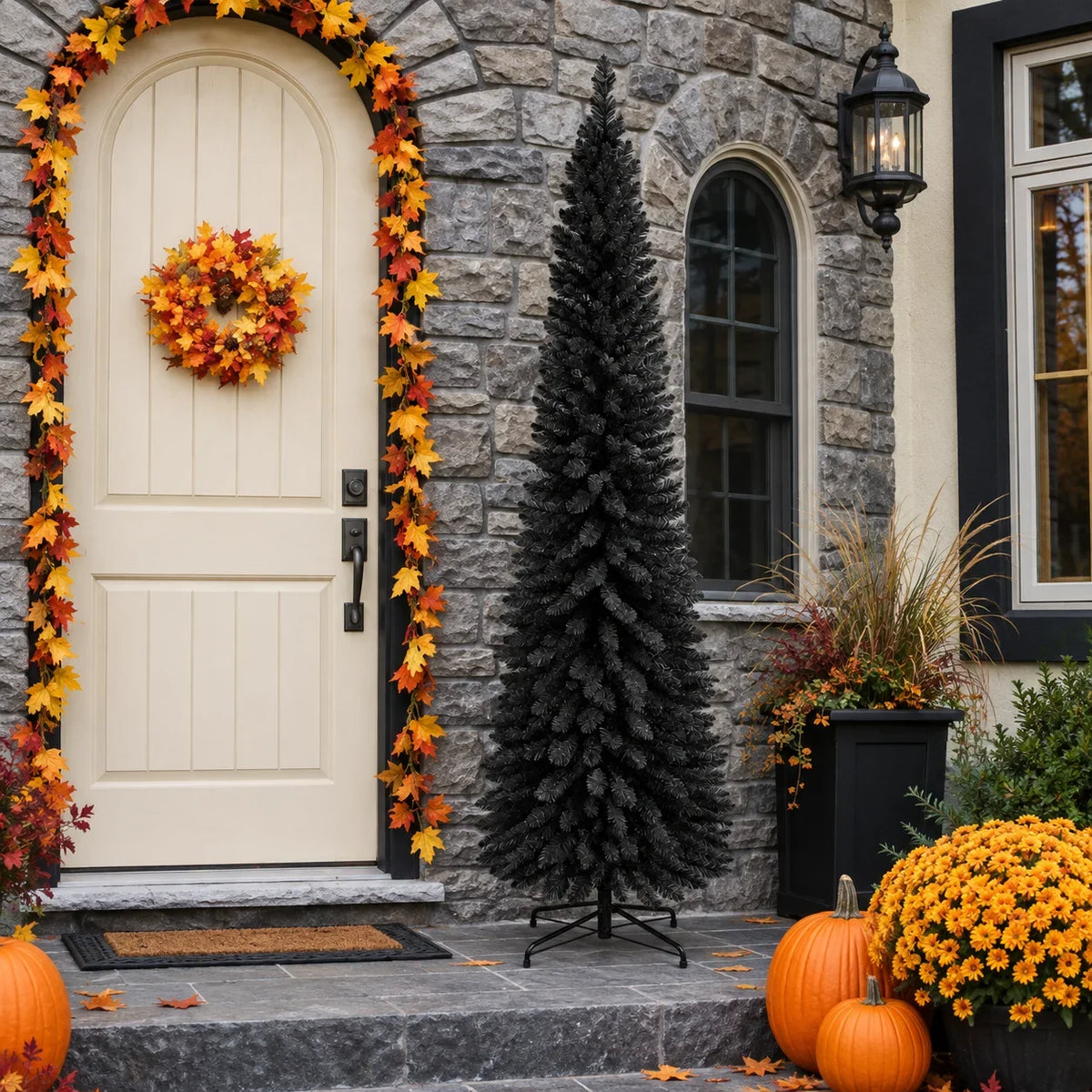 Árvore de Natal artificial preta, árvore decorativa para o Halloween, ideal para casa, escritório ou festas