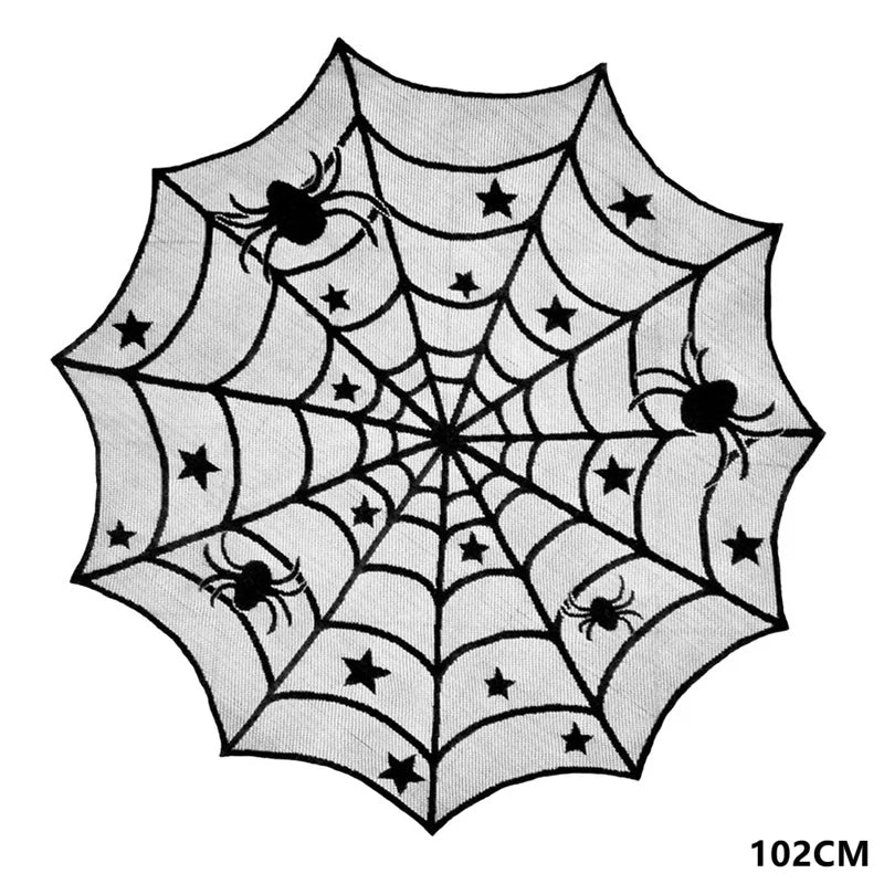 Kit de Decorações de Halloween: Toalha de Mesa com Teia de Aranha, Caminho de Mesa, Decoração para Lareira, Toalha de Mesa com Renda e Teia de Aranha, Decoração para Festa de Halloween - Kasa & Pet