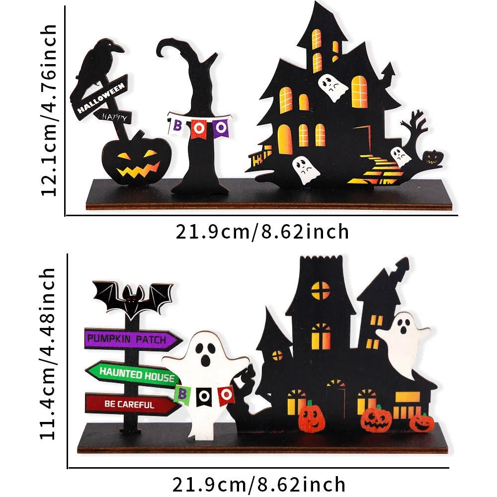 Decoração de mesa de Halloween, logotipo central de abóbora de madeira para casa assombrada, decoração assustadora de Halloween para mesas de reuniões familiares - Kasa & Pet