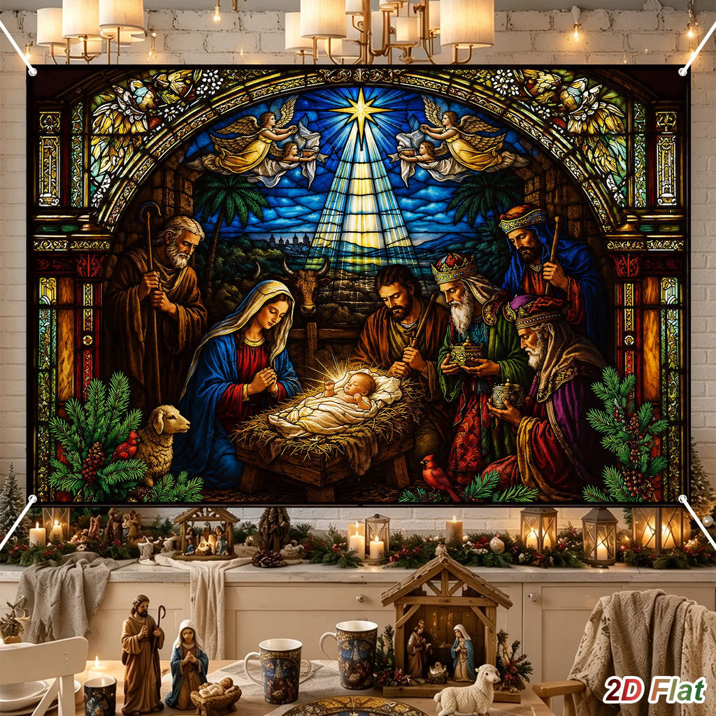 Tapeçaria de Cenário de Presépio Decoração de Feliz Natal para Casa 2026 Fundo do Nascimento de Jesus Natal Ano Novo 2027