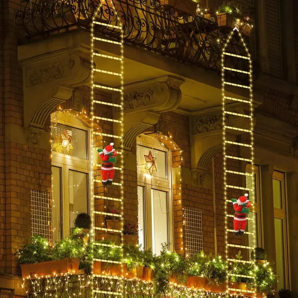 Decoração de natal 2025 papai noel escada de escalada decoração do quarto casa jardim ao ar livre árvore cristmas ornamento presente led