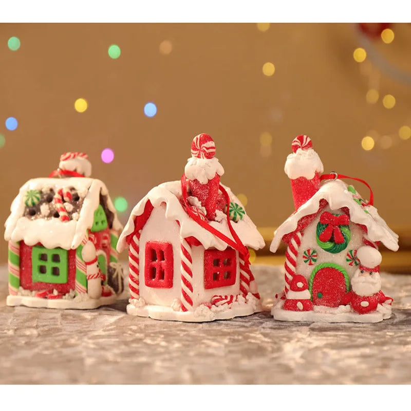 Tema de natal led pingente boneco de neve gengibre papai noel luz casa cerâmica macia pendurado árvore casa decoração festa de ano novo