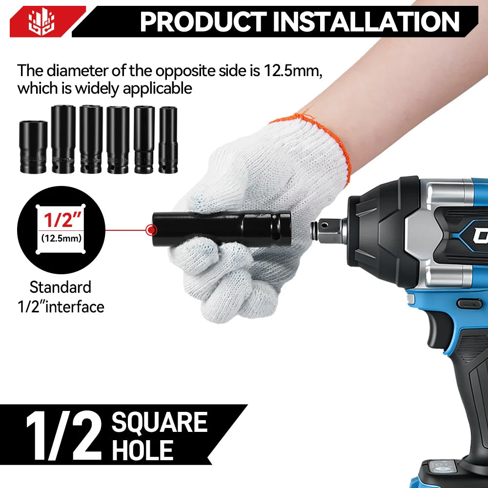 Onevan 1800n.m chave elétrica sem escova 1/2 polegada chave de impacto sem fio chave de fenda ferramenta reparo do carro para makita 18v bateria pino