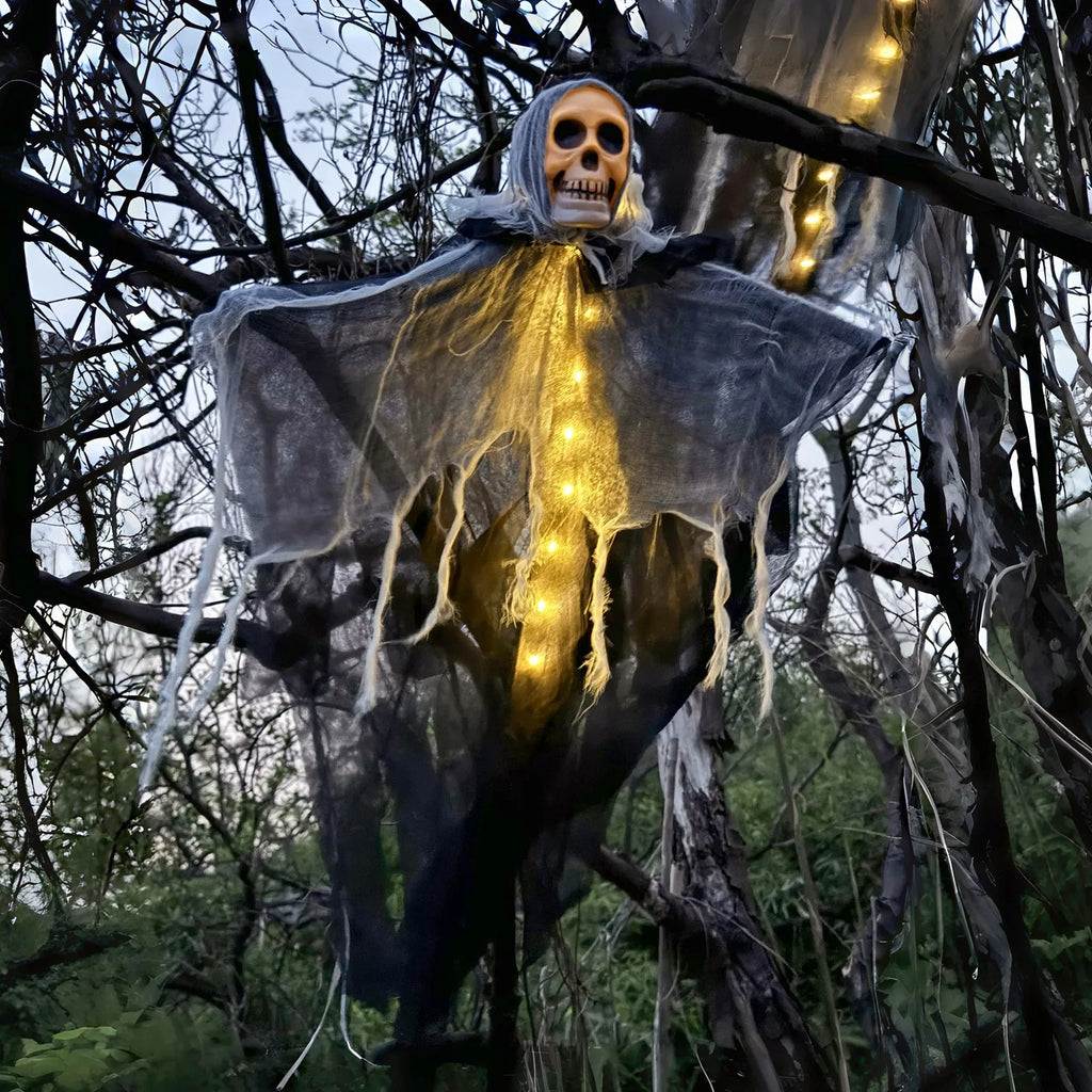 Halloween pendurado decorações fantasma crânio assustador gaze tecido para casa assombrada varanda adereços assustadores festa de terror pendurado ornamentos