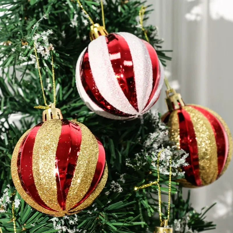Bolas de Glitter de Natal 24/6x, Enfeites para Árvore de Natal, Bolas Pendentes para Árvore de Natal, Presente de Ano Novo, Decoração para Festa em Casa