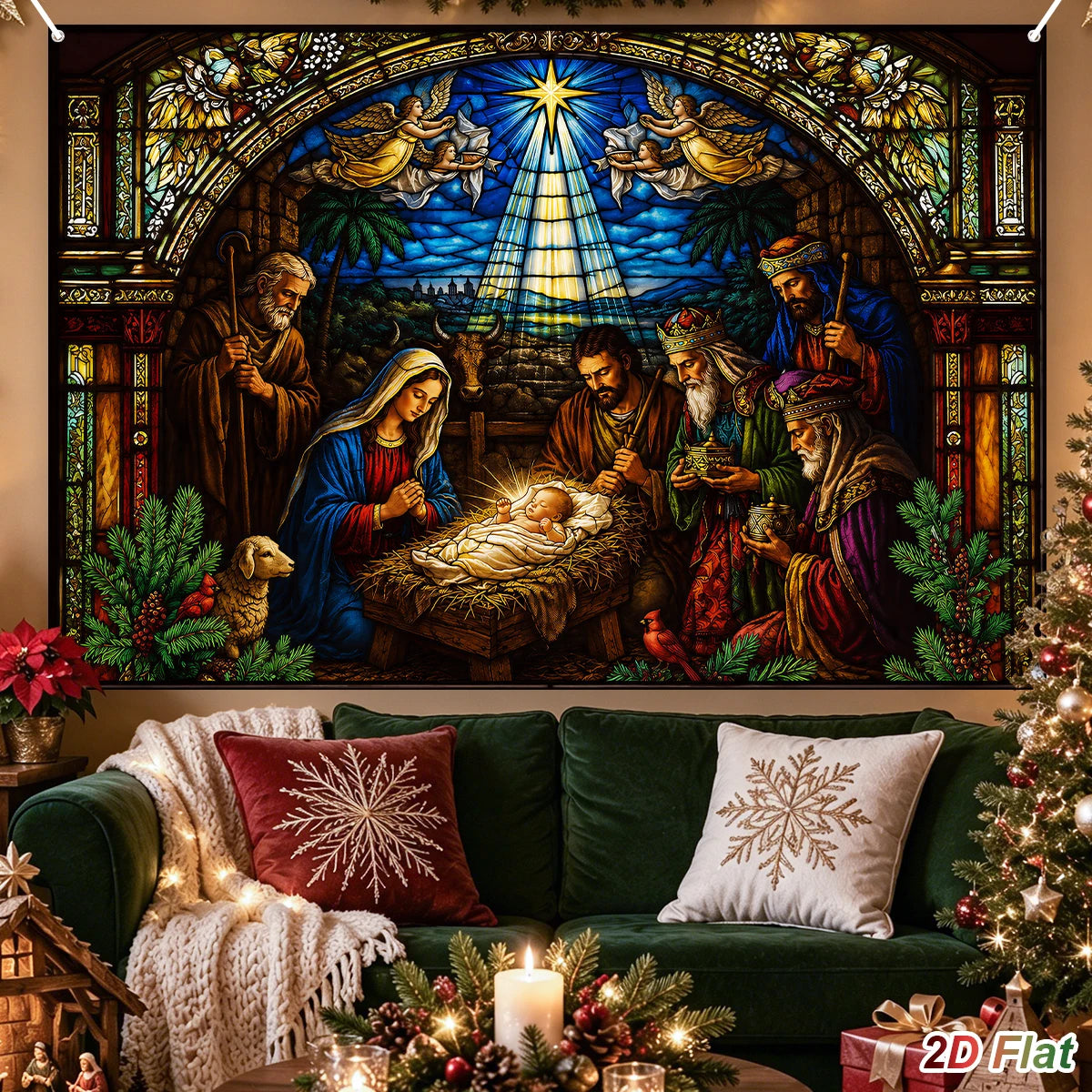 Tapeçaria de Cenário de Presépio Decoração de Feliz Natal para Casa 2026 Fundo do Nascimento de Jesus Natal Ano Novo 2027