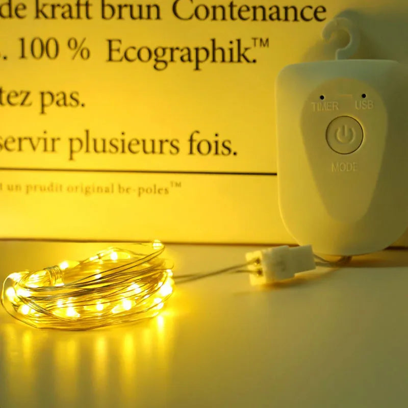 Luzes de fadas de natal recarregável led à prova d' água rgb luz de corda 8 modos design destacável para decoração de festa de casamento de árvore de natal