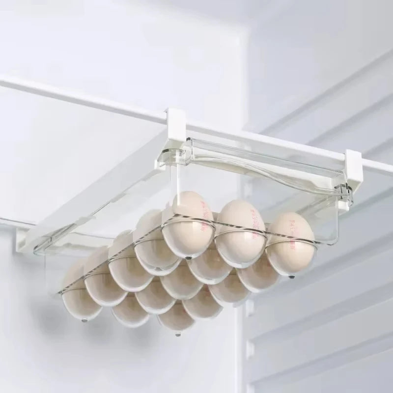 Organizador de geladeira, ovo de frutas, rack de armazenamento sob a prateleira, caixa de gaveta de geladeira, organizador de cozinha para manter fresco