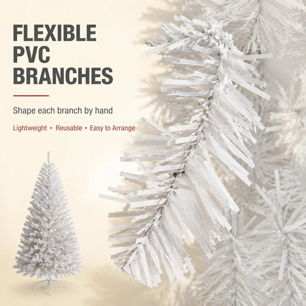 Árvore de Natal artificial branca, em PVC, para decoração de festas, casamentos e eventos, com suporte de metal