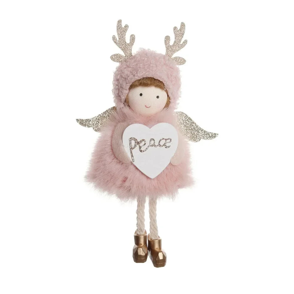 Natal Pendurado Malha Sequin Saia, Anjo Xmas Árvore Pingente Enfeites, Decoração de Casa, Noel, Presentes, 2022