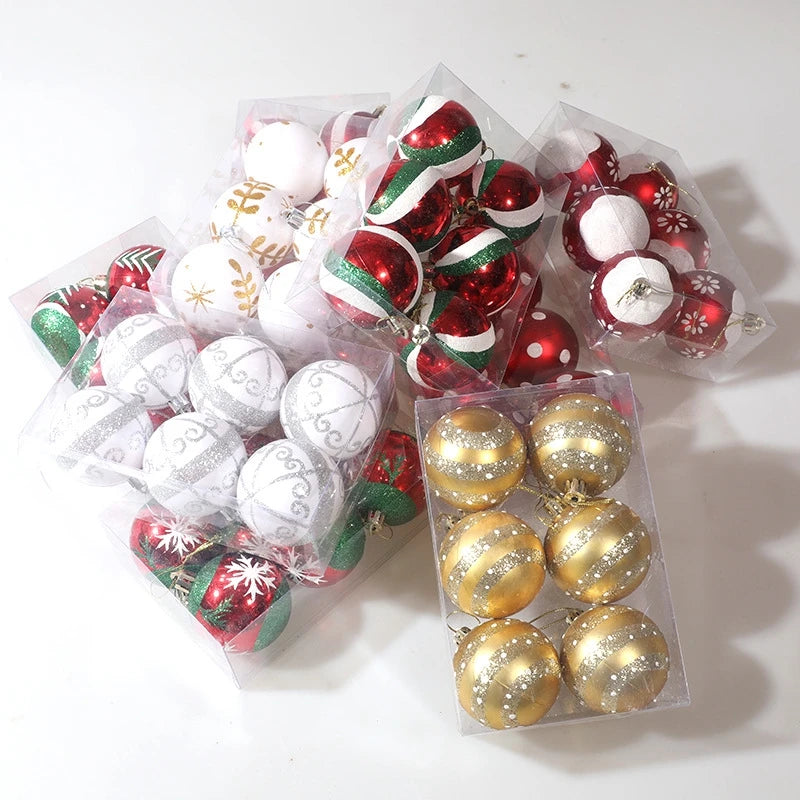 6 Peças/caixa Bolas de Natal de 6cm Enfeites Pendentes para Árvore de Natal Decorações de Natal para Casa 2026 Presente de Ano Novo
