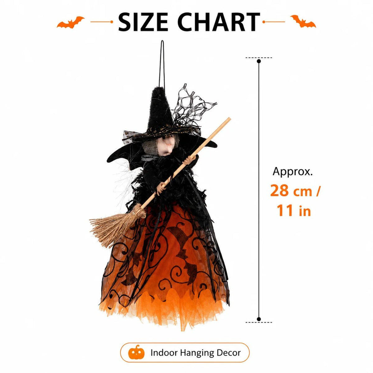 Enfeites de Bruxa de Halloween para Pendurar com Vassoura, Perfeitos para Festa de Halloween e Decoração de Casa Assombrada, Decoração Festiva para o Lar - Kasa & Pet