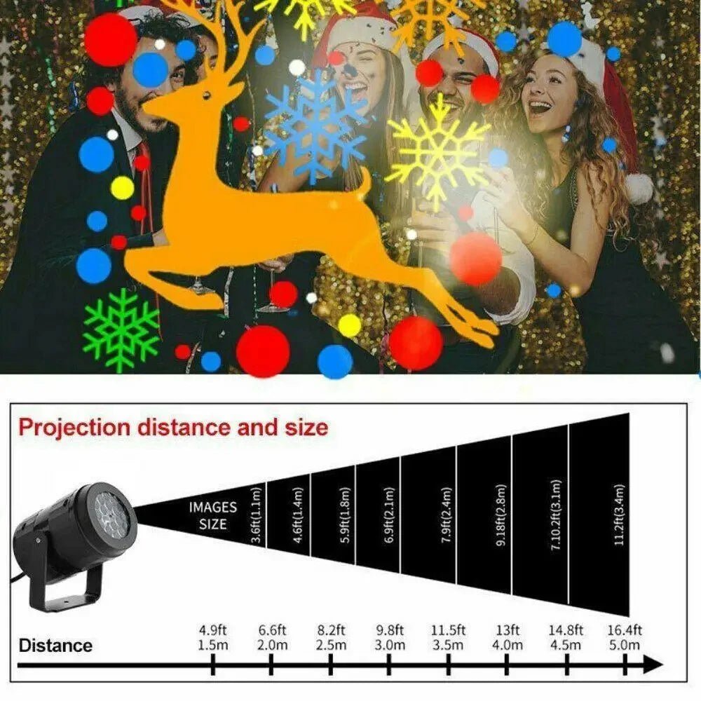 Luz do projetor de natal 16 padrão projeção lâmpada de fadas ao ar livre/interno lâmpada noturna de projeção de férias para casa decoração de festa de natal