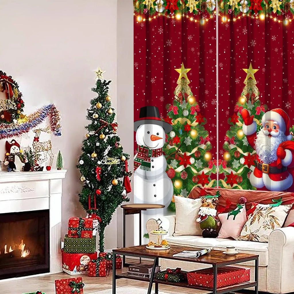 1/2 peças de cortina de Natal, decoração de Feliz Natal para casa, cortina de Natal 2025, enfeites de janela, presente de Natal 2026.
