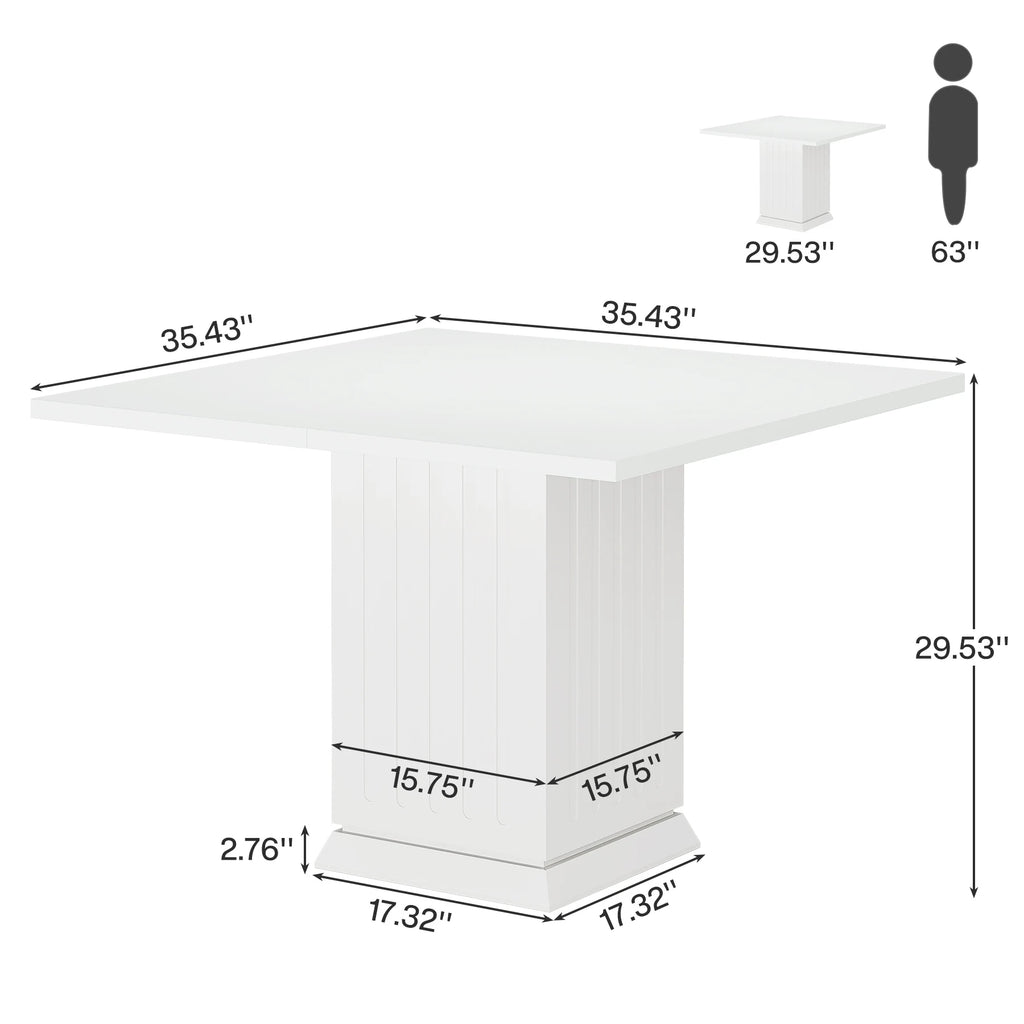 Mesa de jantar quadrada Tribesigns com 2 jogos americanos, mesa de jantar pequena de madeira projetada moderna para 4 pessoas