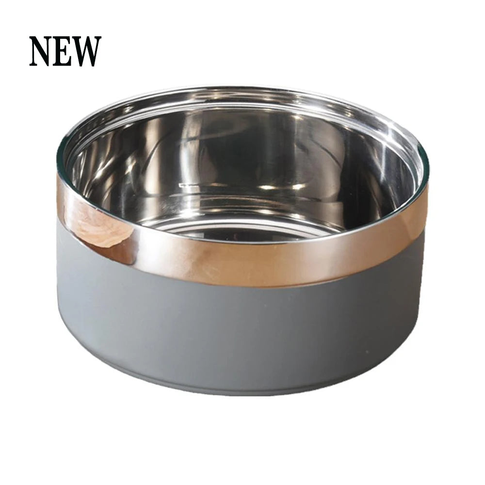 Tigela Personalizada de Aço Inoxidável para Cães e Gatos, Tigela de Alimentação a Vácuo Dupla, Grande Capacidade para Ração e Água