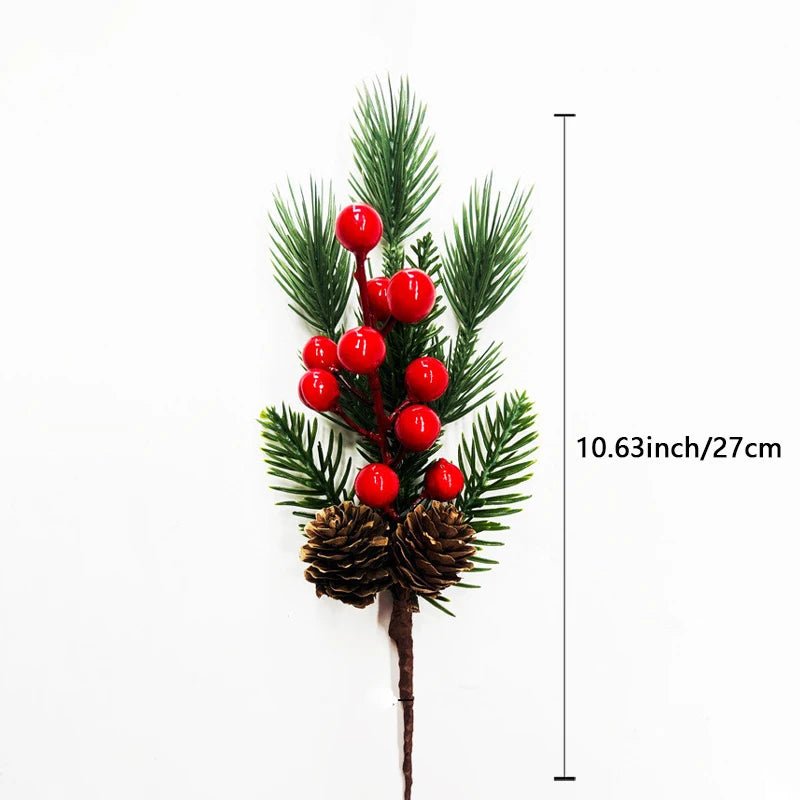 Natal vermelho berry flor artificial pinha ramo decorações da árvore de natal ornamento embalagem de presente festa em casa diy grinalda