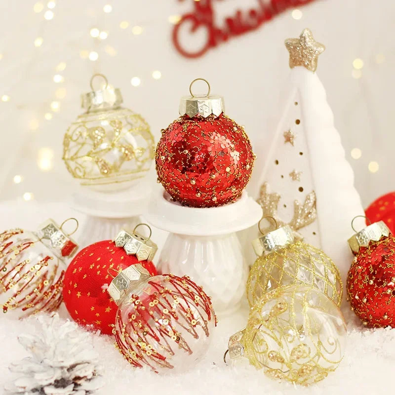 25 pçs 6cm bolas de natal bola grande árvore de natal pingente ornamentos para decoração de festa 2025 ano novo navidad presentes acessório ljiao
