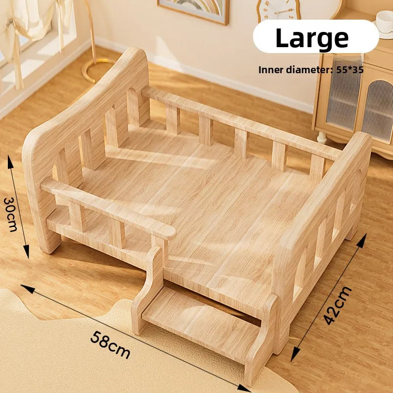 Cama para animais de estimação, cama para cães de madeira maciça, cama para gatos para todas as estações, sofá para dormir para animais de estimação, cama para gatos e cama para cães, prateleira para gatos, condomí