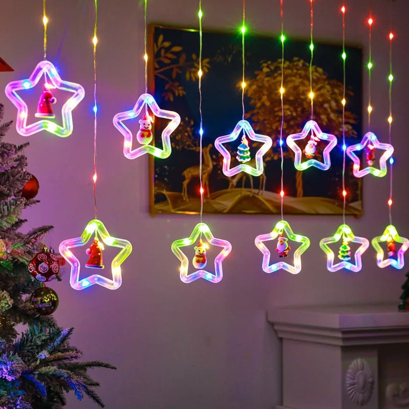 Decoração de lâmpada de janela de natal luzes de cortina de fadas 8 modos de trabalho luzes de corda de árvore de natal para festa de casamento decoração de casa - Kasa & Pet