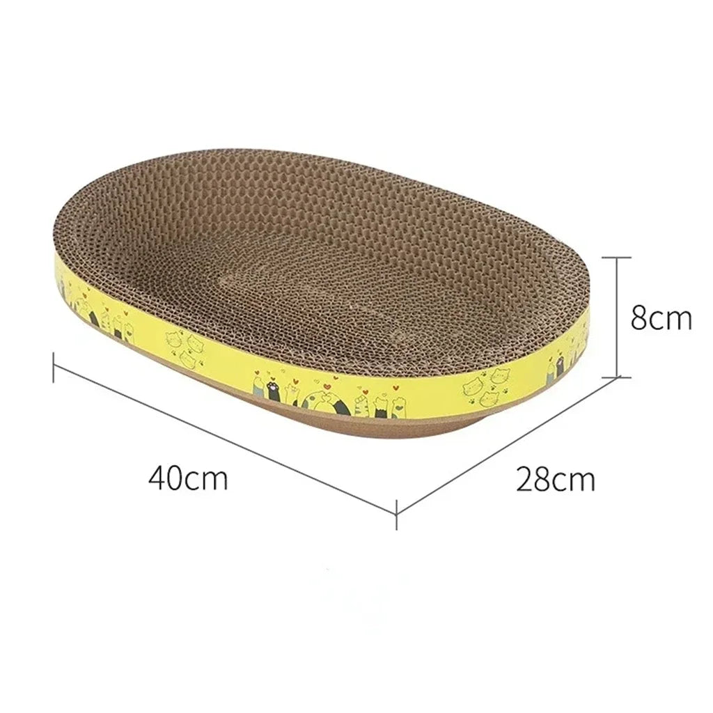 Placa de arranhar para gatos, proteção para móveis, brinquedos de garra, papel ondulado oval, resistente ao desgaste, ninho de gato