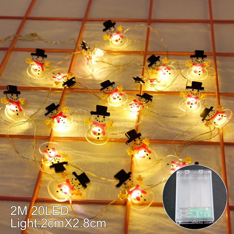 Papai noel natal led luz corda feliz natal decoração para casa 2025 enfeites de árvore de natal navidad presentes de natal ano novo