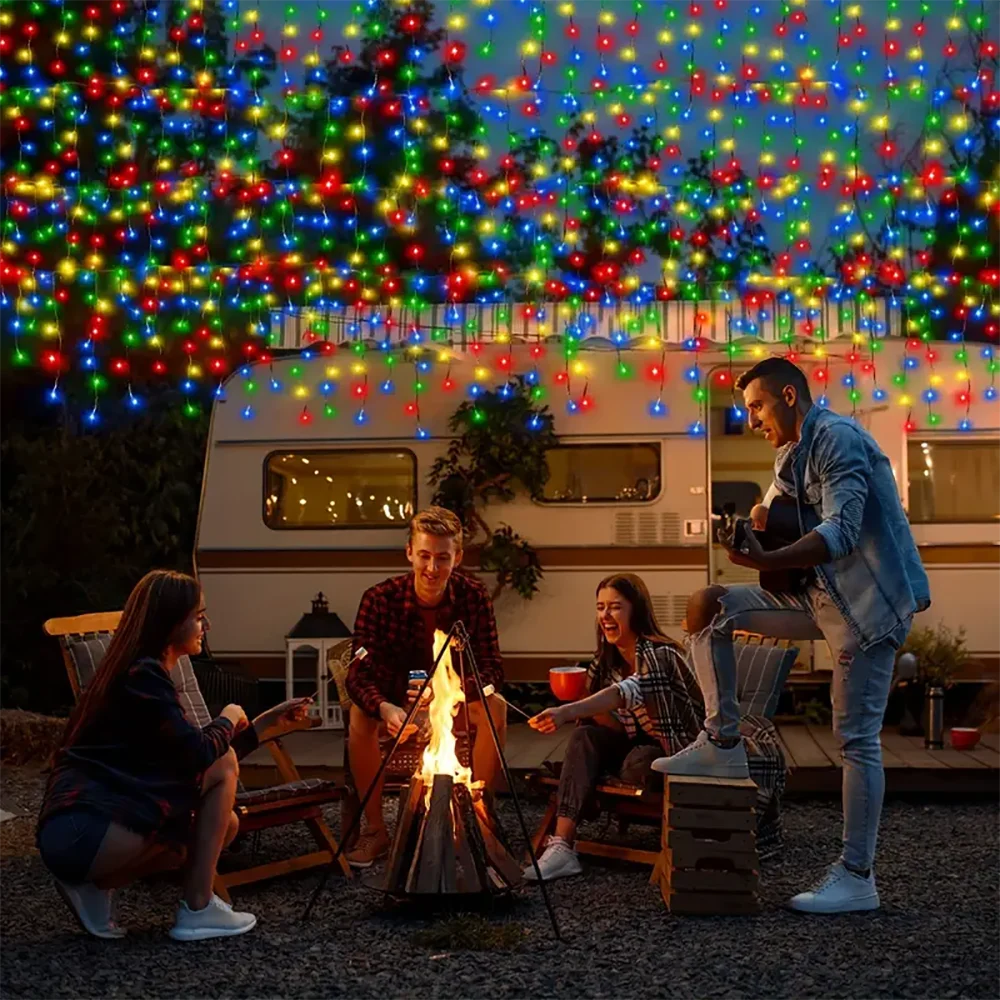 Luzes de Natal Solares em Forma de Gelo 98/162LED com 8 Modos de Iluminação para Jardim, Pátio, Casamento, Festa, Gazebo, Decoração de Natal IP65