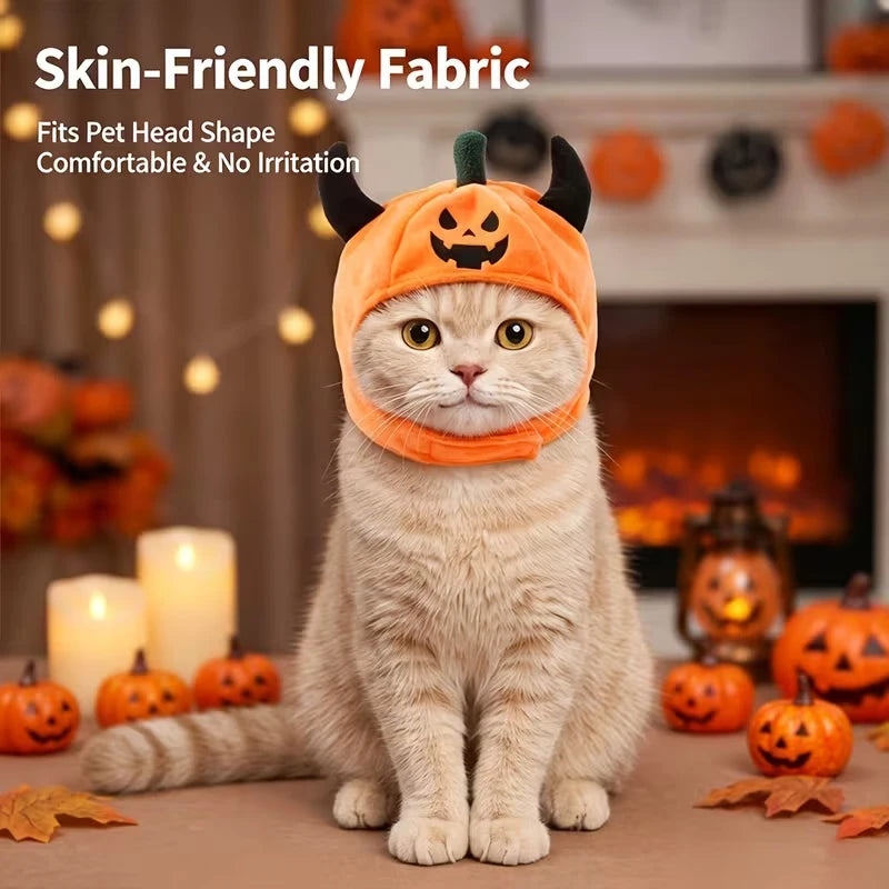 Chapéu de Fantasia para Animais de Estimação de Halloween – Divertido Chapéu de Diabo/Abóbora para Gatos e Cães; Quente, Festivo e Peculiar – Um Presente de Feriado para Pequenos Animais de Estimação