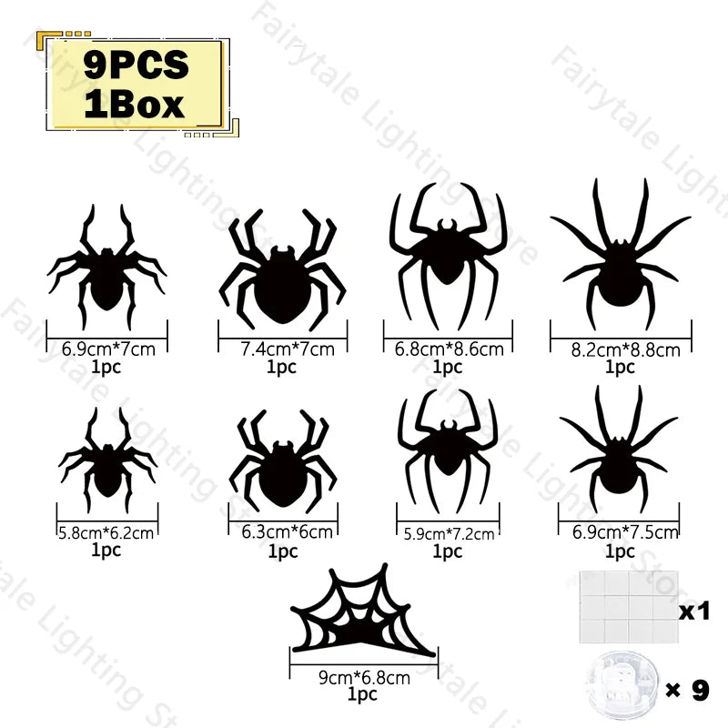 Halloween led morcegos aranha decoração brilho no escuro 3d adesivos de parede roxo/verde luzes para interior ao ar livre festa de halloween assustadores - Kasa & Pet
