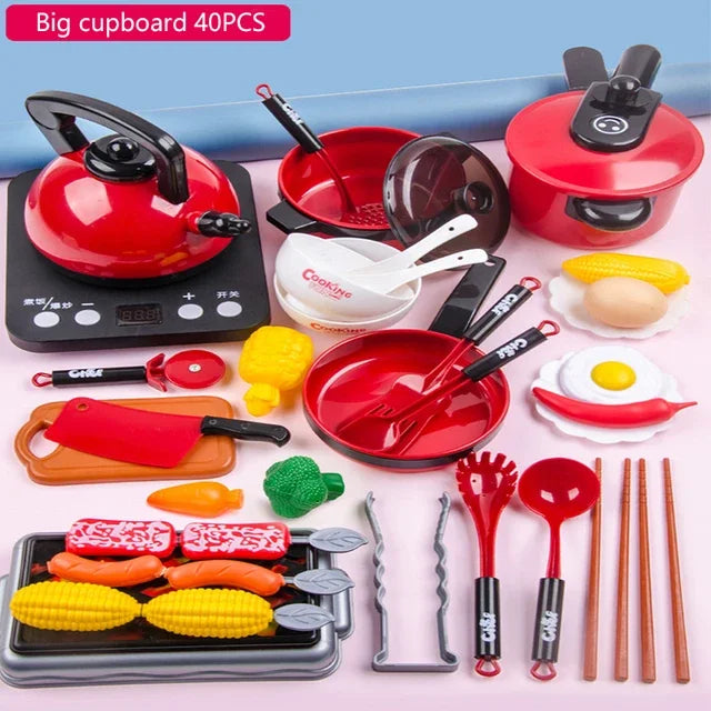 Conjunto de brinquedos de cozinha para crianças menina cozinhar bebê corte frutas cozinhar utensílios de cozinha simulação educação fingir jogar