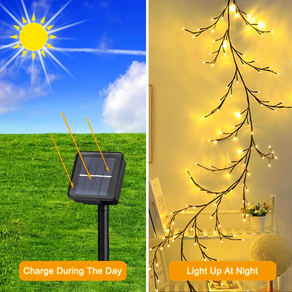 Lâmpada de Ramo de Árvore com 96 LEDs, Decoração de Parede para Quarto, Luz de Faixa em Forma de Galho de Salgueiro, 8 Modos de Iluminação, Luz de Ambiente DIY, Iluminação para Casa