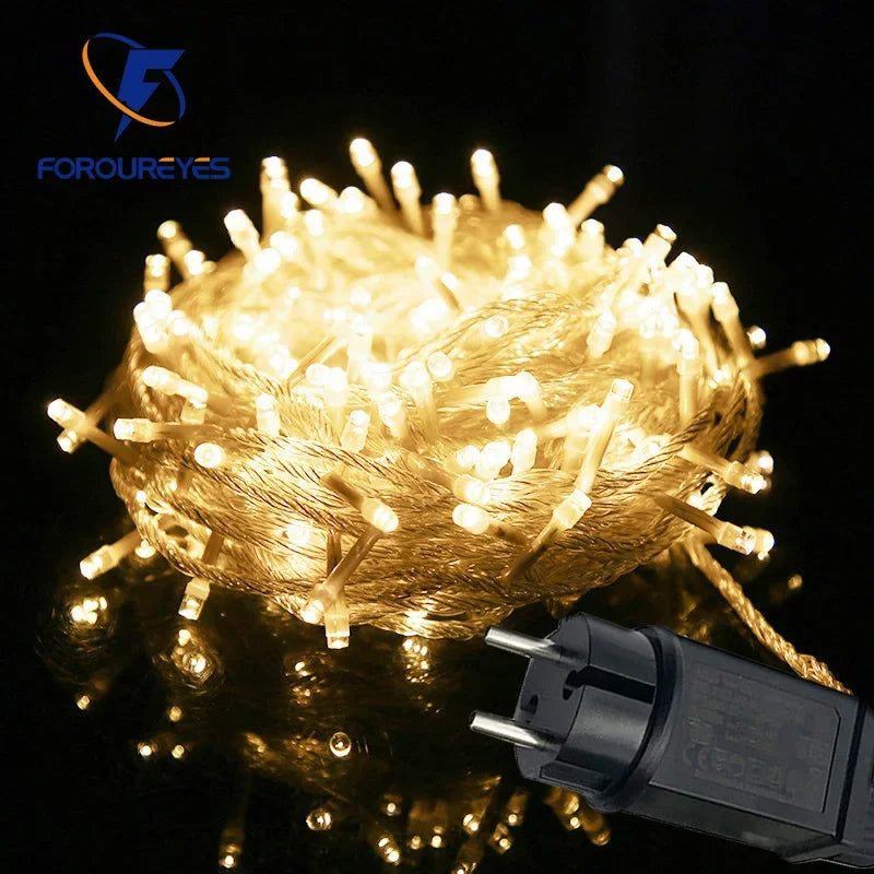 Luzes de Natal LED 24V-31V 100M 50M 30M 20M 10M à Prova d'Água, Guirlanda de Luzes de Fada para Árvore, Iluminação de Natal ao Ar Livre