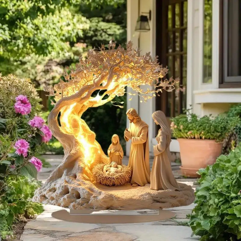 Presépio acrílico tradicional ornamento de mesa de Natal 2D nascimento de Jesus