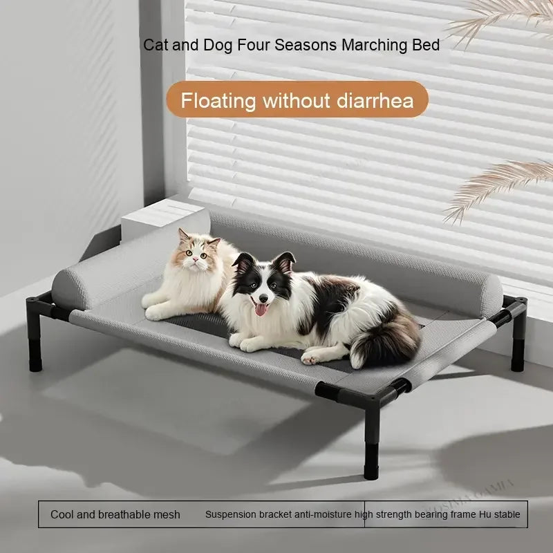 Cama elevada para animais de estimação em malha respirável com travesseiro removível e lavável, à prova de umidade, para cães e gatos de porte médio e grande, para todas as estações.