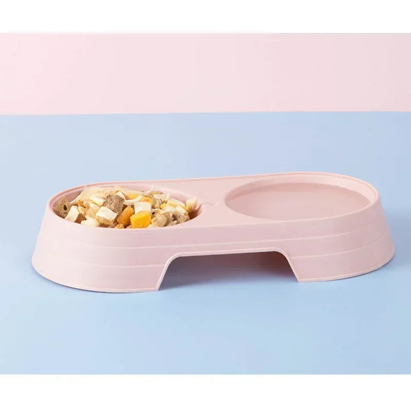 Tigela dupla para animais de estimação, cães e gatos, tigelas duplas, macaron, plástico, suprimentos para animais de estimação, acessórios para gatos, produtos para gatos