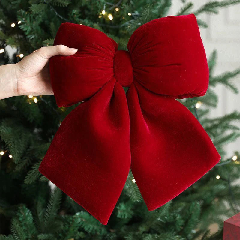 Decoração de laços de Natal, enfeites para árvores de Natal, laços de veludo vermelhos, enfeites pendentes para decoração de casa e festas de fim de ano.