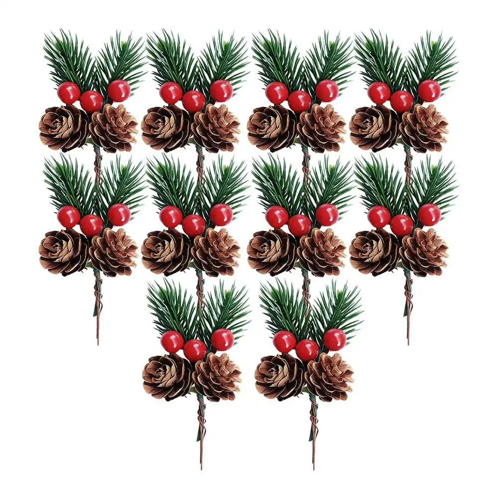 Decoração de natal picaretas 10 peças decoração artificial do feriado ramos de natal decorativos para cartões de felicitações de configuração de casamento